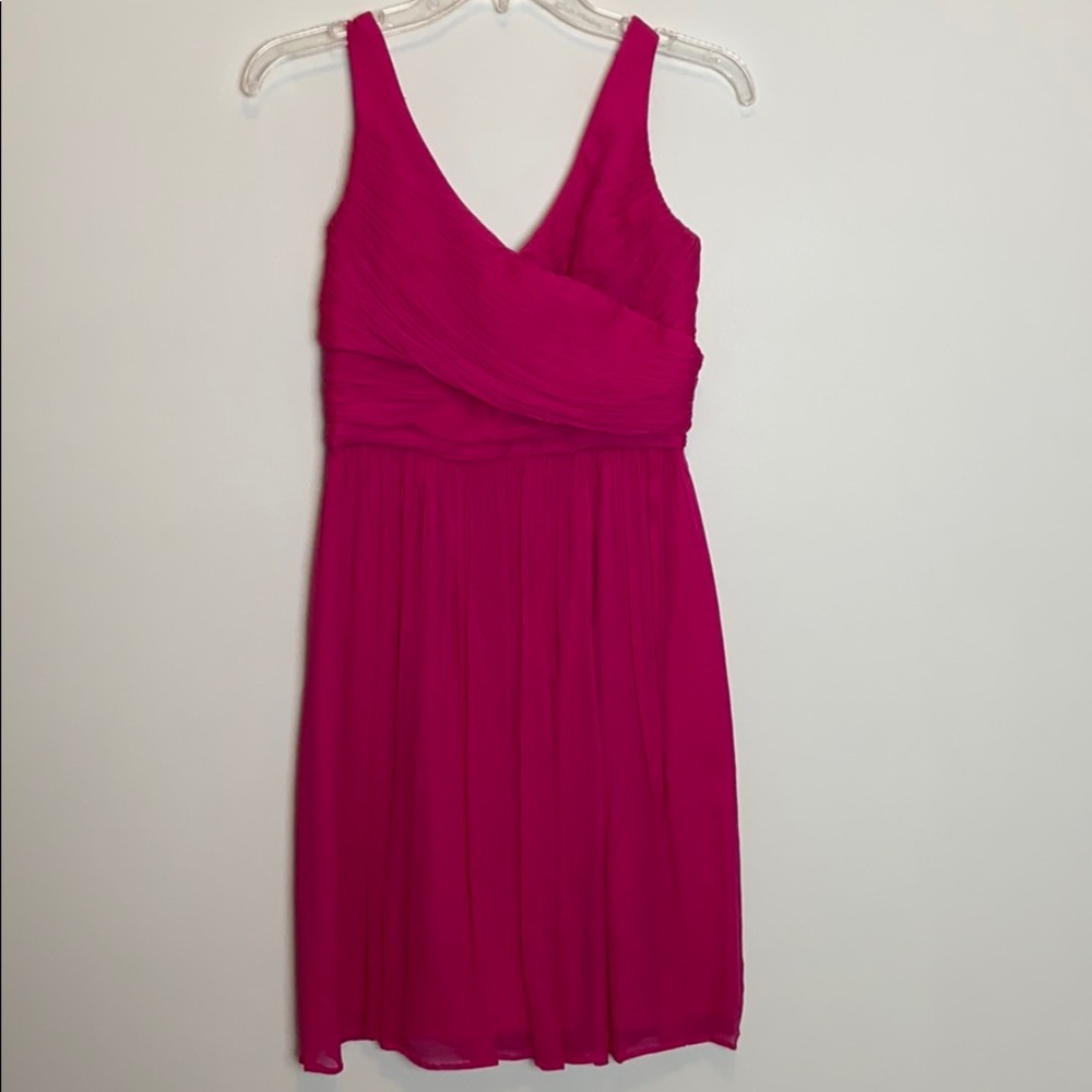 Hot pink silk chiffon bridesmaid dress